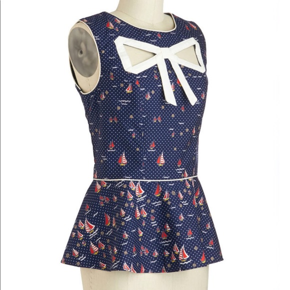 Modcloth Tops - ModCloth ⛵️ Peplum Top 🐳